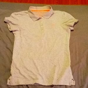 Grey with pink logo Aeropostale collared shirt